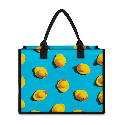 Yellow Rubber Ducks Print Canvas Tote Bag