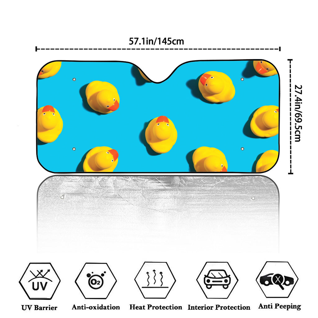 Yellow Rubber Ducks Print Car Windshield Sun Shade