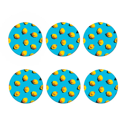Yellow Rubber Ducks Print Coaster Set