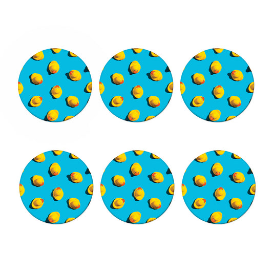 Yellow Rubber Ducks Print Coaster Set