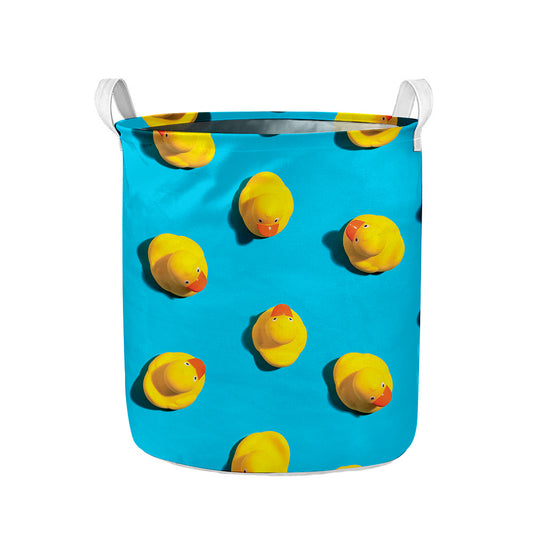 Yellow Rubber Ducks Print Collapsible Laundry Basket
