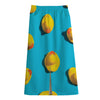 Yellow Rubber Ducks Print Cotton Front Slit Maxi Skirt