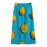 Yellow Rubber Ducks Print Cotton Front Slit Maxi Skirt