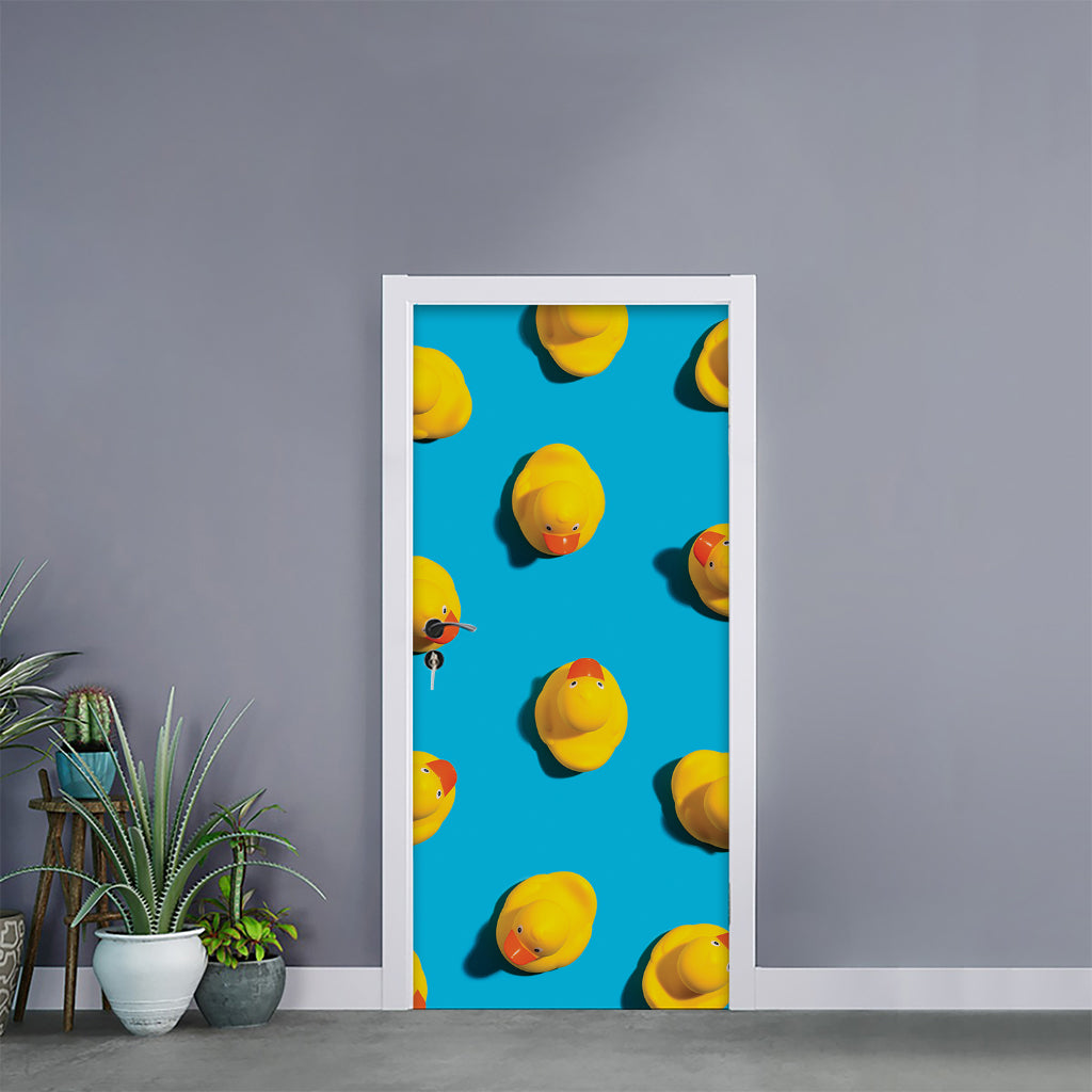 Yellow Rubber Ducks Print Door Sticker