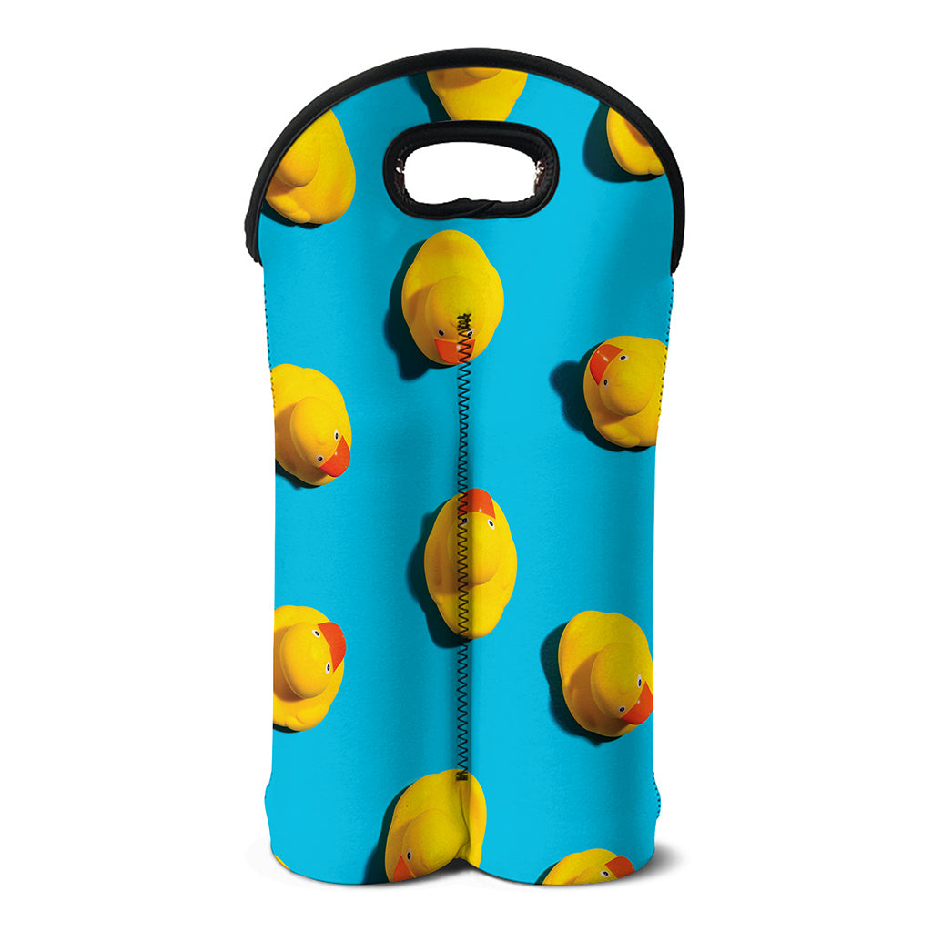 Yellow Rubber Ducks Print Double Neoprene Wine Tote