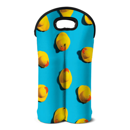 Yellow Rubber Ducks Print Double Neoprene Wine Tote
