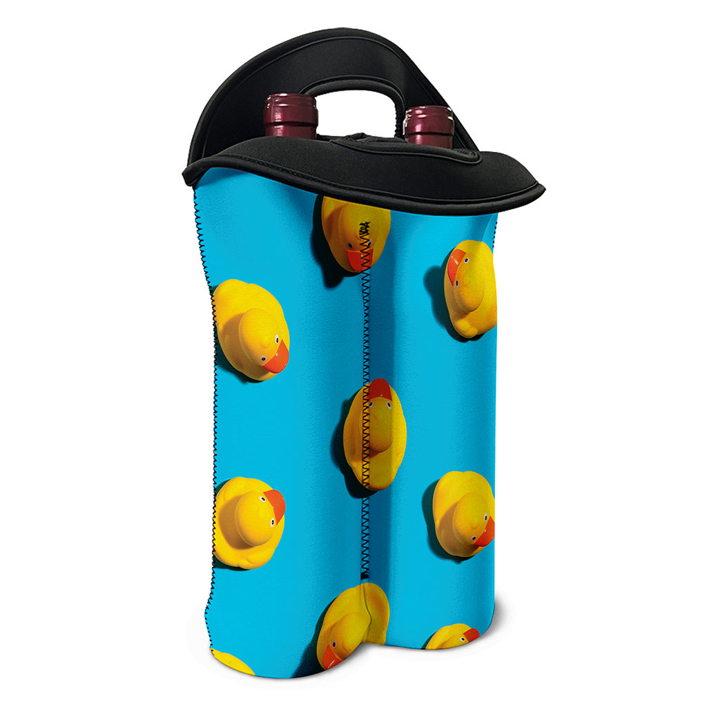 Yellow Rubber Ducks Print Double Neoprene Wine Tote