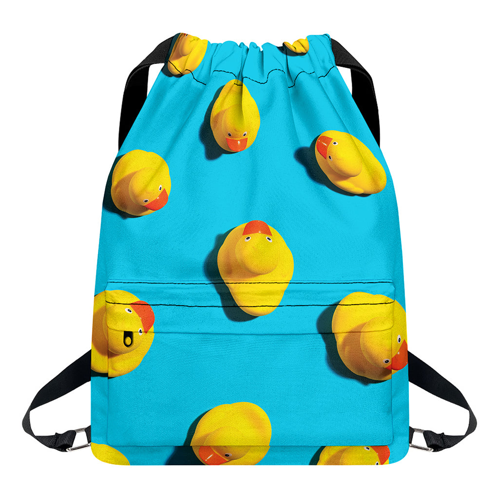 Yellow Rubber Ducks Print Drawstring Backpack