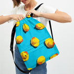 Yellow Rubber Ducks Print Drawstring Backpack