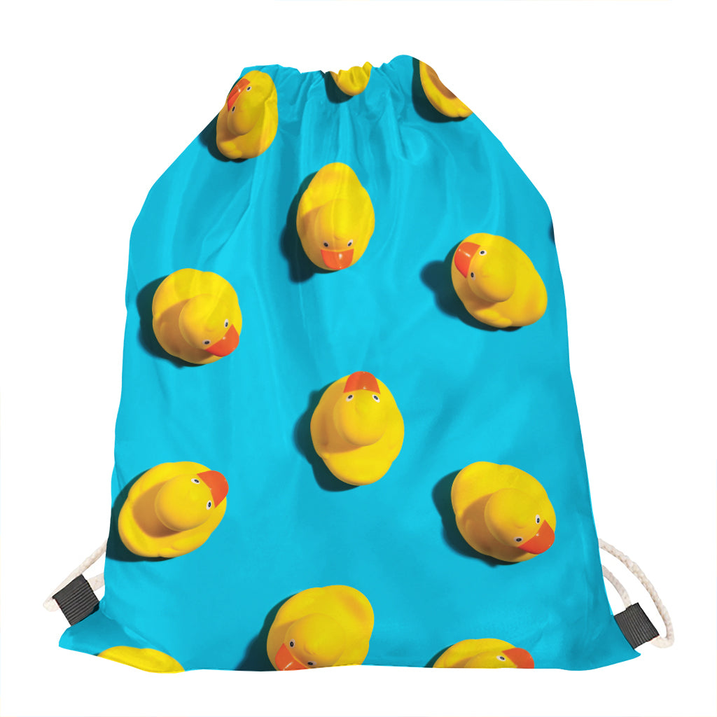 Yellow Rubber Ducks Print Drawstring Bag