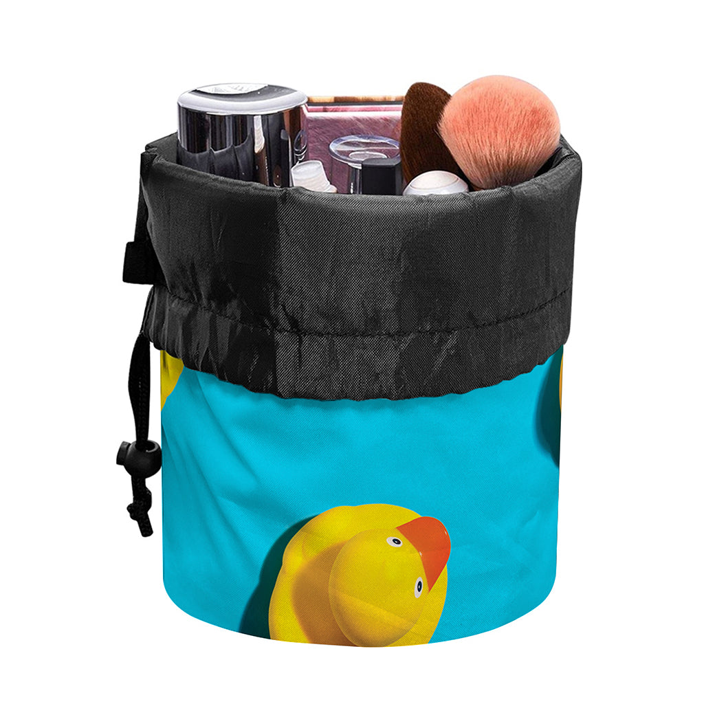 Yellow Rubber Ducks Print Drawstring Makeup Bag