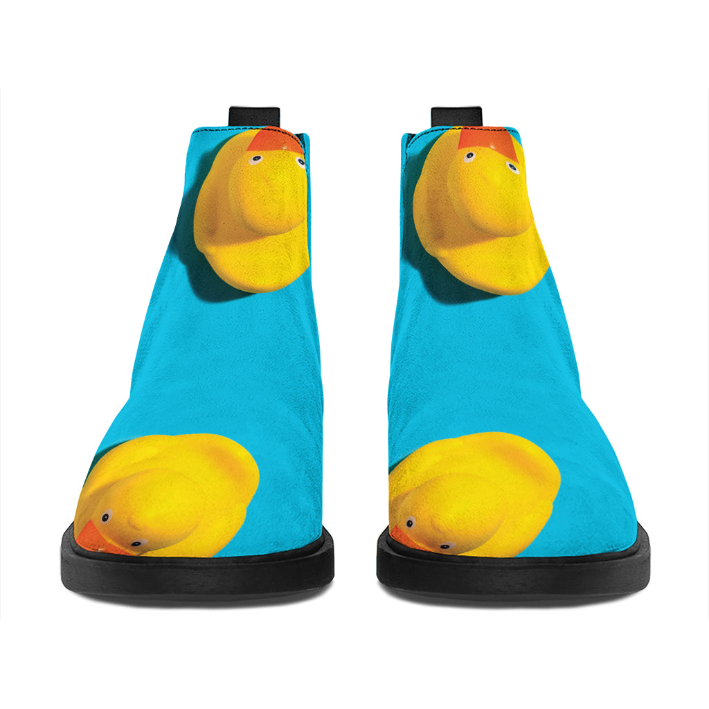 Yellow Rubber Ducks Print Flat Ankle Boots