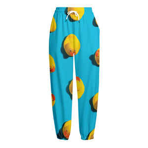 Yellow Rubber Ducks Print Fleece Lined Knit Pants