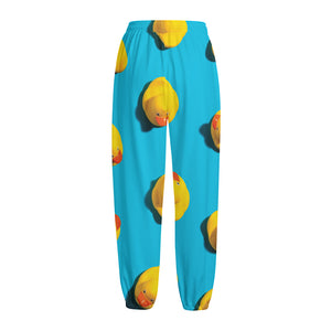 Yellow Rubber Ducks Print Fleece Lined Knit Pants