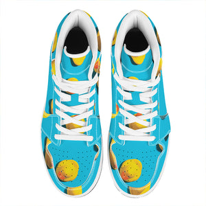 Yellow Rubber Ducks Print High Top Leather Sneakers