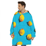 Yellow Rubber Ducks Print Hoodie Blanket