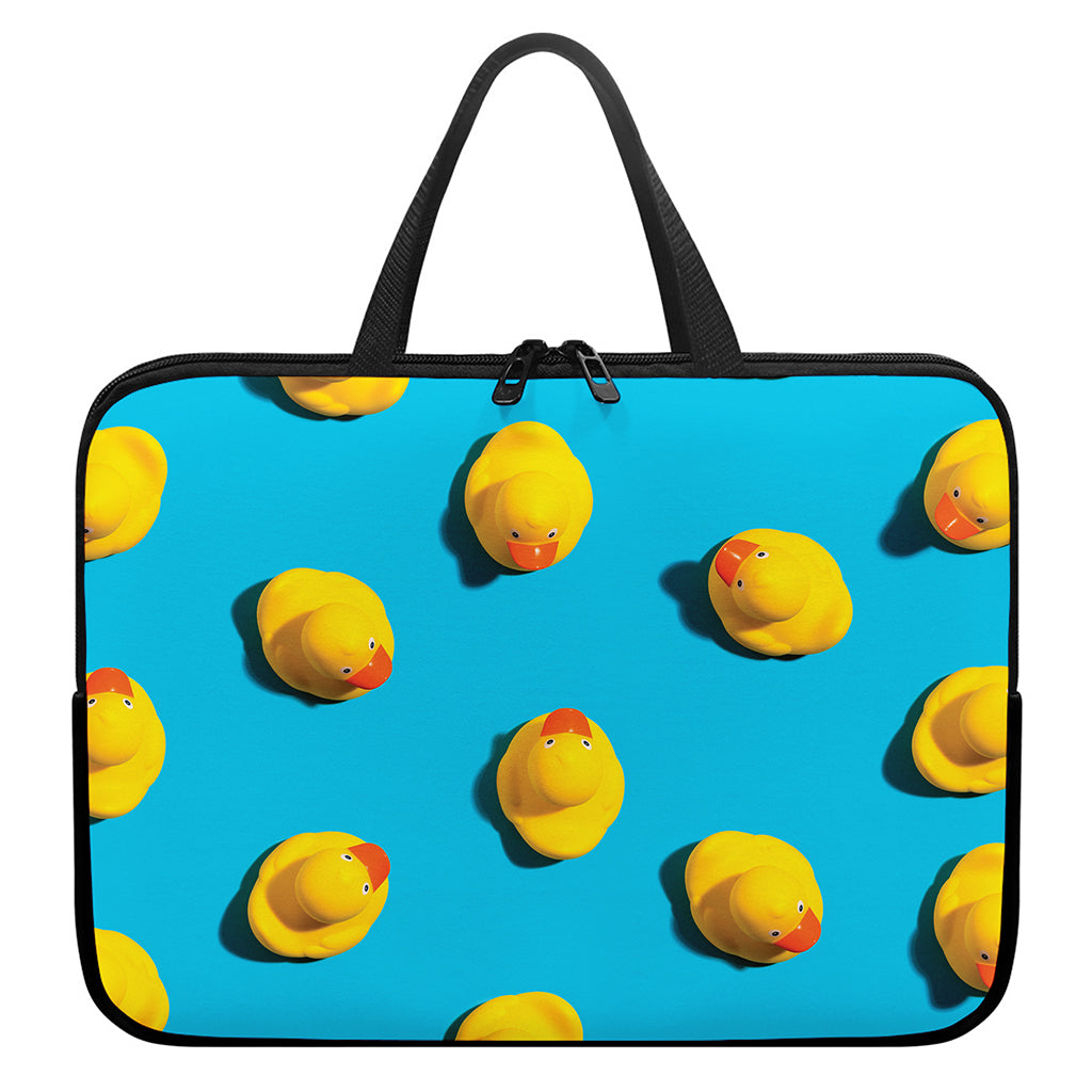 Yellow Rubber Ducks Print Laptop Sleeve With Handle