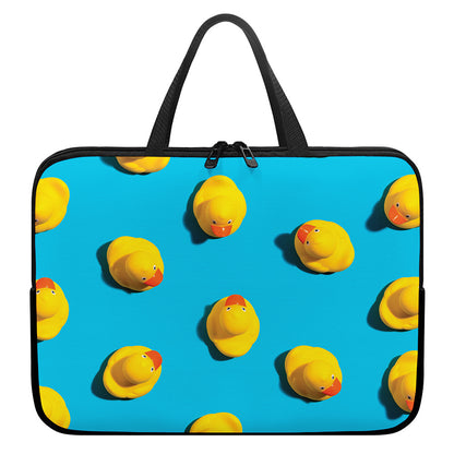 Yellow Rubber Ducks Print Laptop Sleeve With Handle