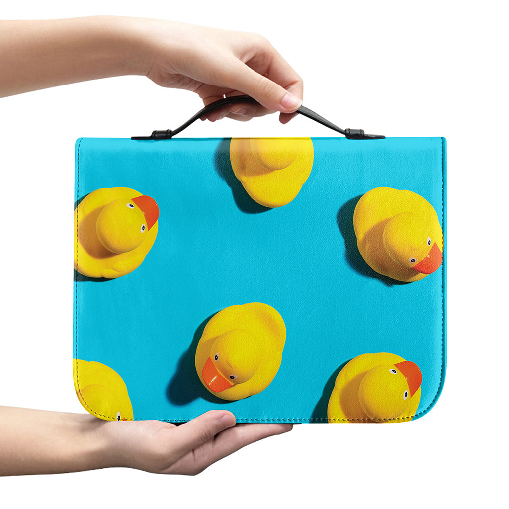 Yellow Rubber Ducks Print Leather Bible Cover