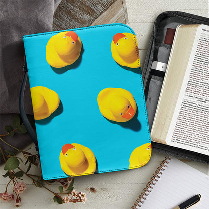 Yellow Rubber Ducks Print Leather Bible Cover