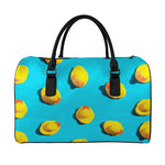 Yellow Rubber Ducks Print Leather Duffle Bag