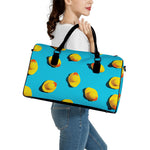 Yellow Rubber Ducks Print Leather Duffle Bag