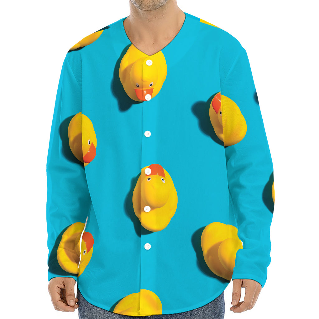 Yellow Rubber Ducks Print Long Sleeve Baseball Jersey