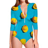 Yellow Rubber Ducks Print Long Sleeve Swimsuit