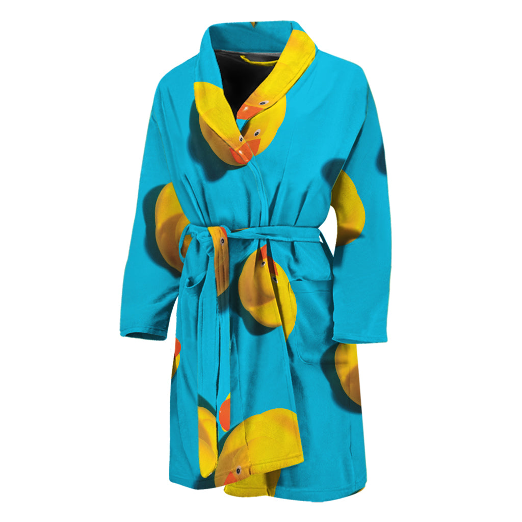 Yellow Rubber Ducks Print Men's Bathrobe