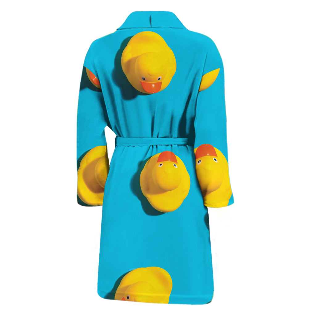 Yellow Rubber Ducks Print Men's Bathrobe