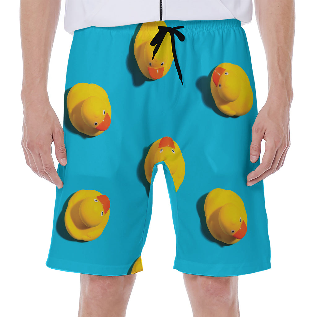 Yellow Rubber Ducks Print Men's Beach Shorts