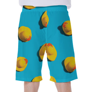 Yellow Rubber Ducks Print Men's Beach Shorts