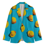 Yellow Rubber Ducks Print Men's Cotton Blazer