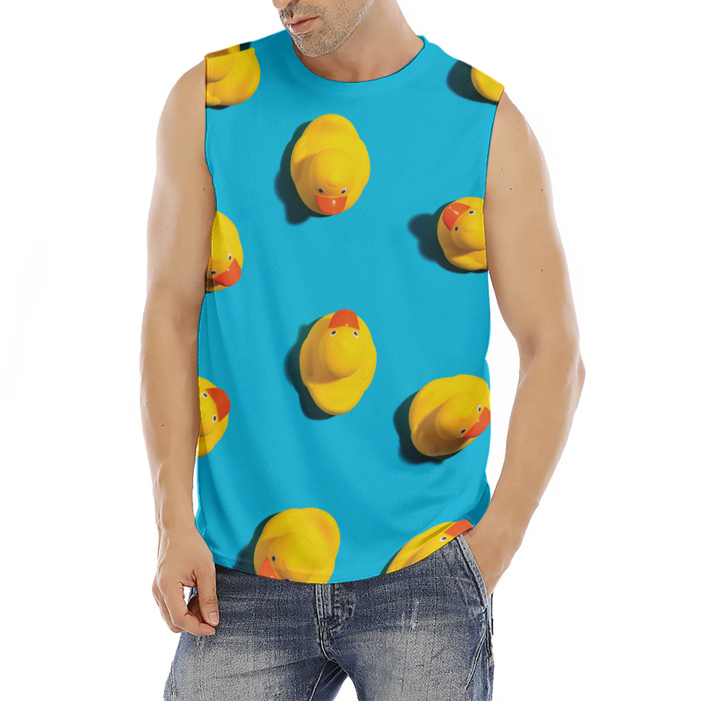 Yellow Rubber Ducks Print Men's Fitness Tank Top