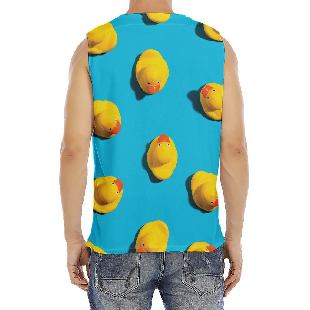 Yellow Rubber Ducks Print Men's Fitness Tank Top