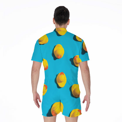 Yellow Rubber Ducks Print Men's Rompers