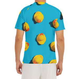 Yellow Rubber Ducks Print Men's Short Sleeve Rash Guard