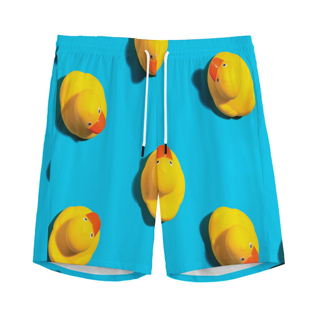 Yellow Rubber Ducks Print Men's Sports Shorts