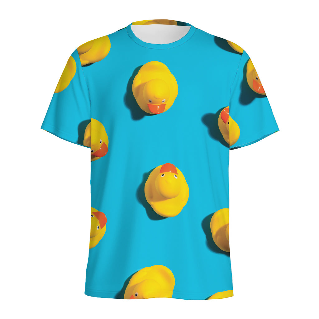 Yellow Rubber Ducks Print Men's Sports T-Shirt