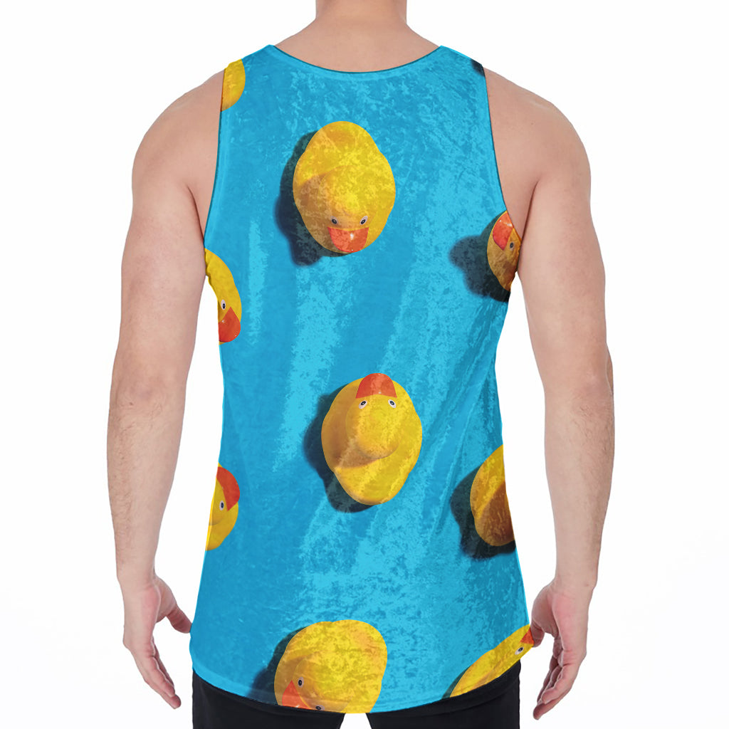 Yellow Rubber Ducks Print Men's Velvet Tank Top