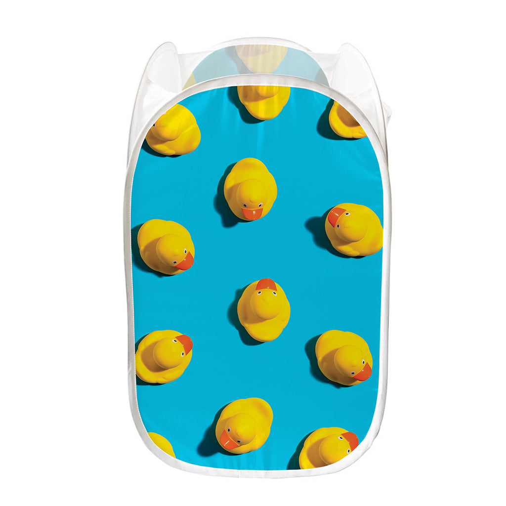 Yellow Rubber Ducks Print Mesh Laundry Hamper