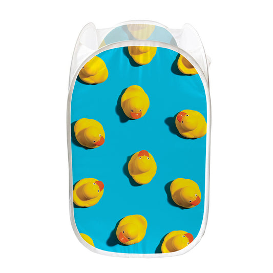 Yellow Rubber Ducks Print Mesh Laundry Hamper