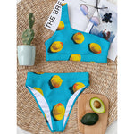 Yellow Rubber Ducks Print One Shoulder Bikini Top