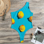 Yellow Rubber Ducks Print One Shoulder Bodysuit