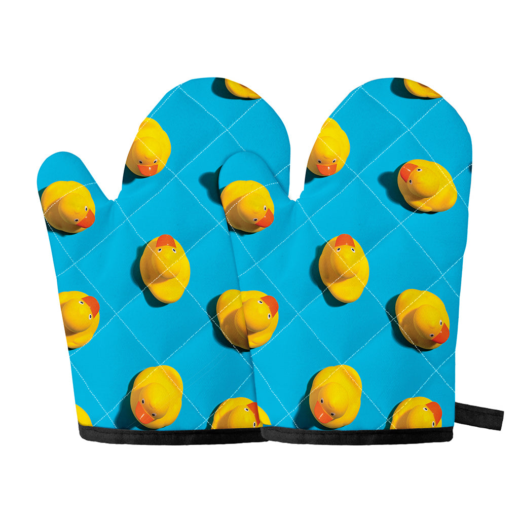 Yellow Rubber Ducks Print Oven Mitts