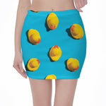 Yellow Rubber Ducks Print Pencil Mini Skirt