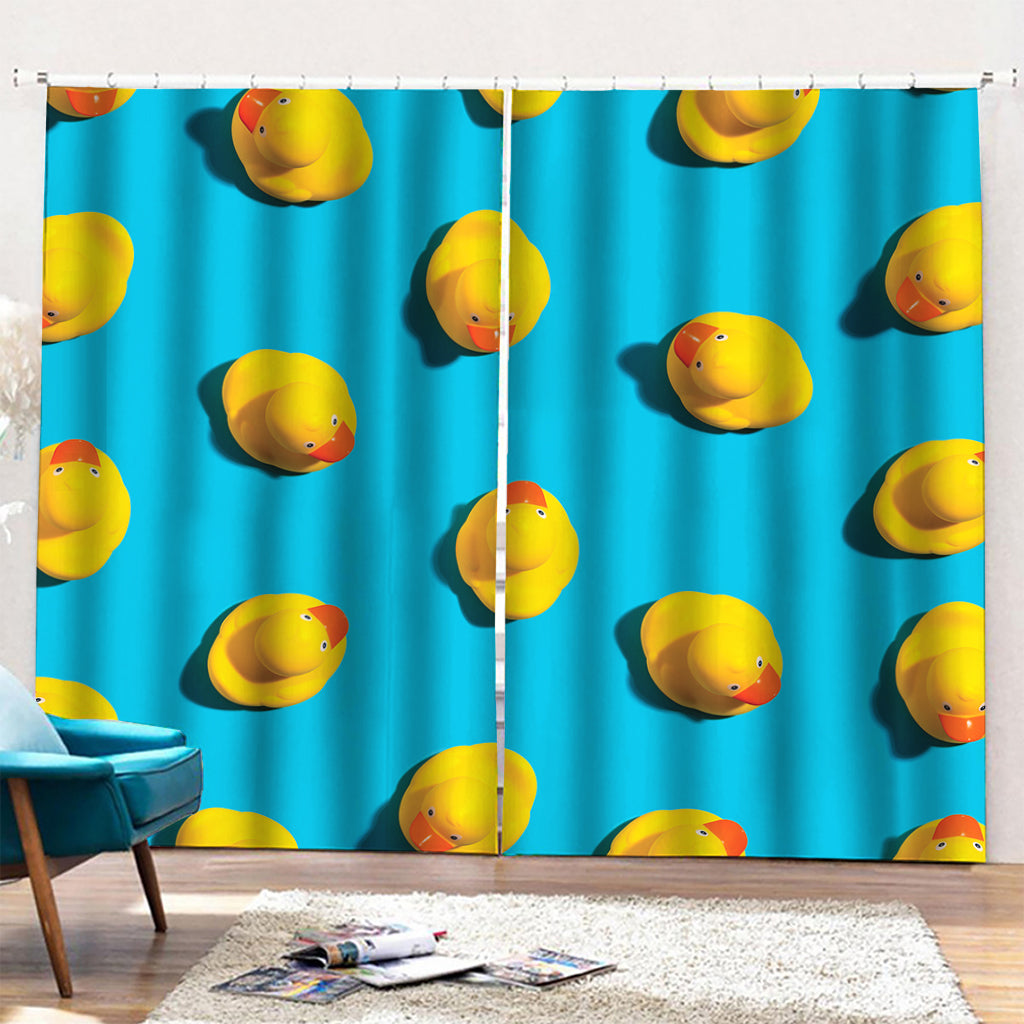 Yellow Rubber Ducks Print Pencil Pleat Curtains