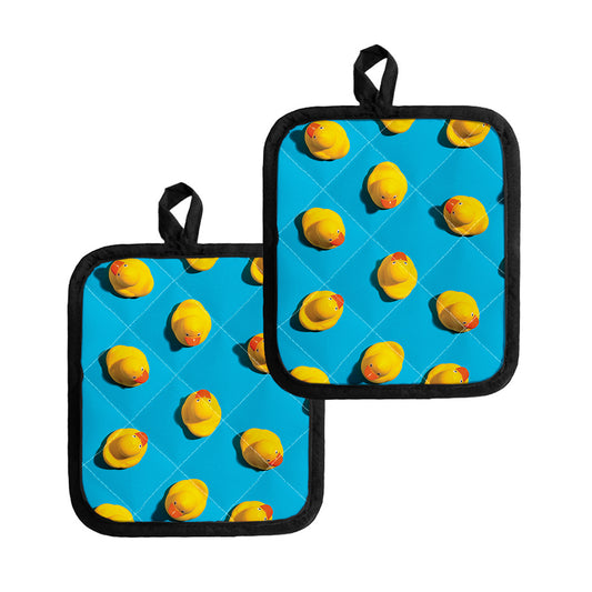 Yellow Rubber Ducks Print Pot Holders