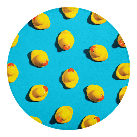 Yellow Rubber Ducks Print Round Blanket