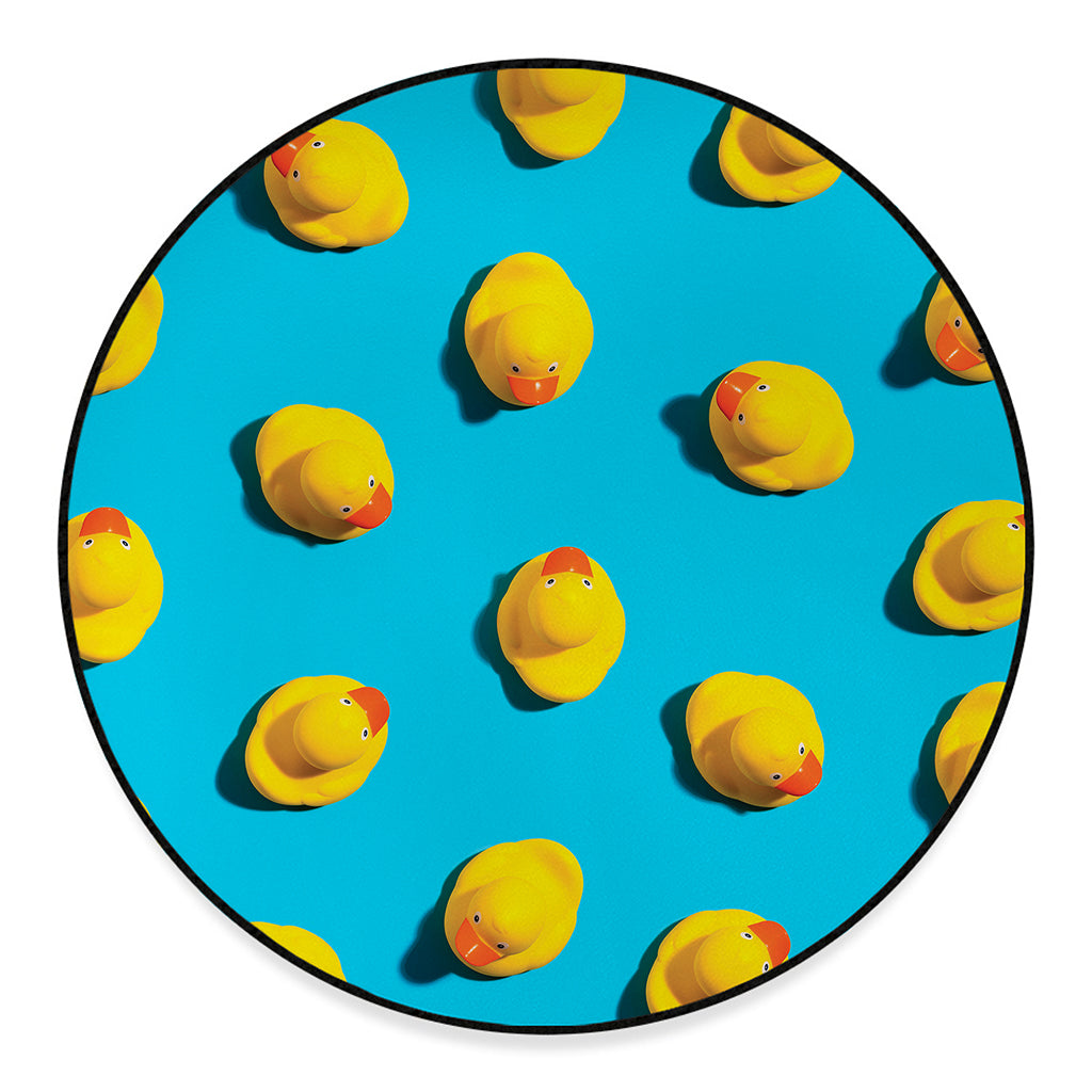 Yellow Rubber Ducks Print Round Floor Mat